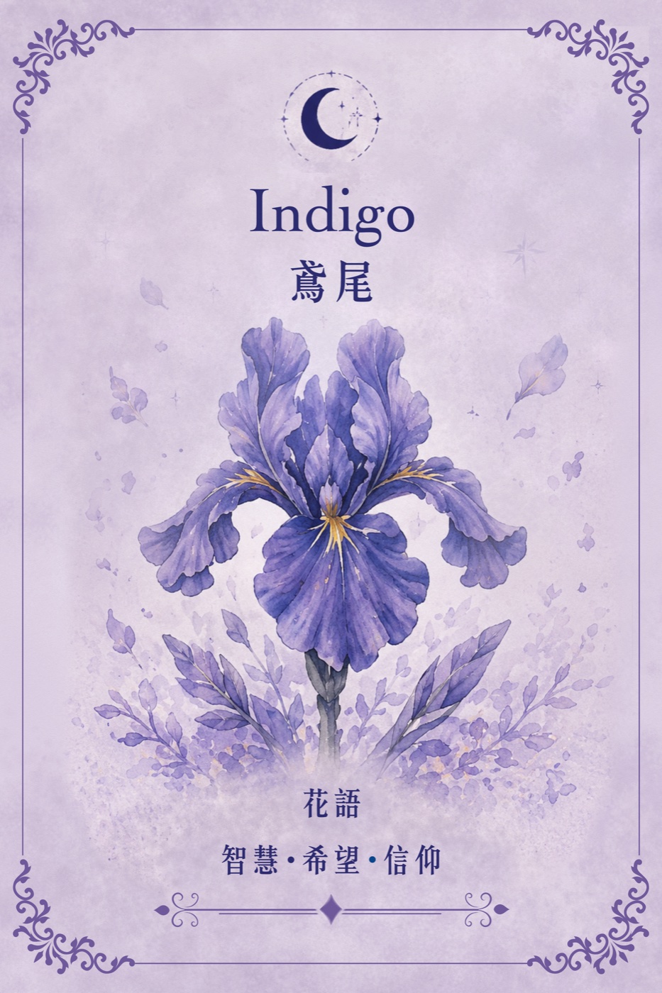靛色鳶尾小花卡